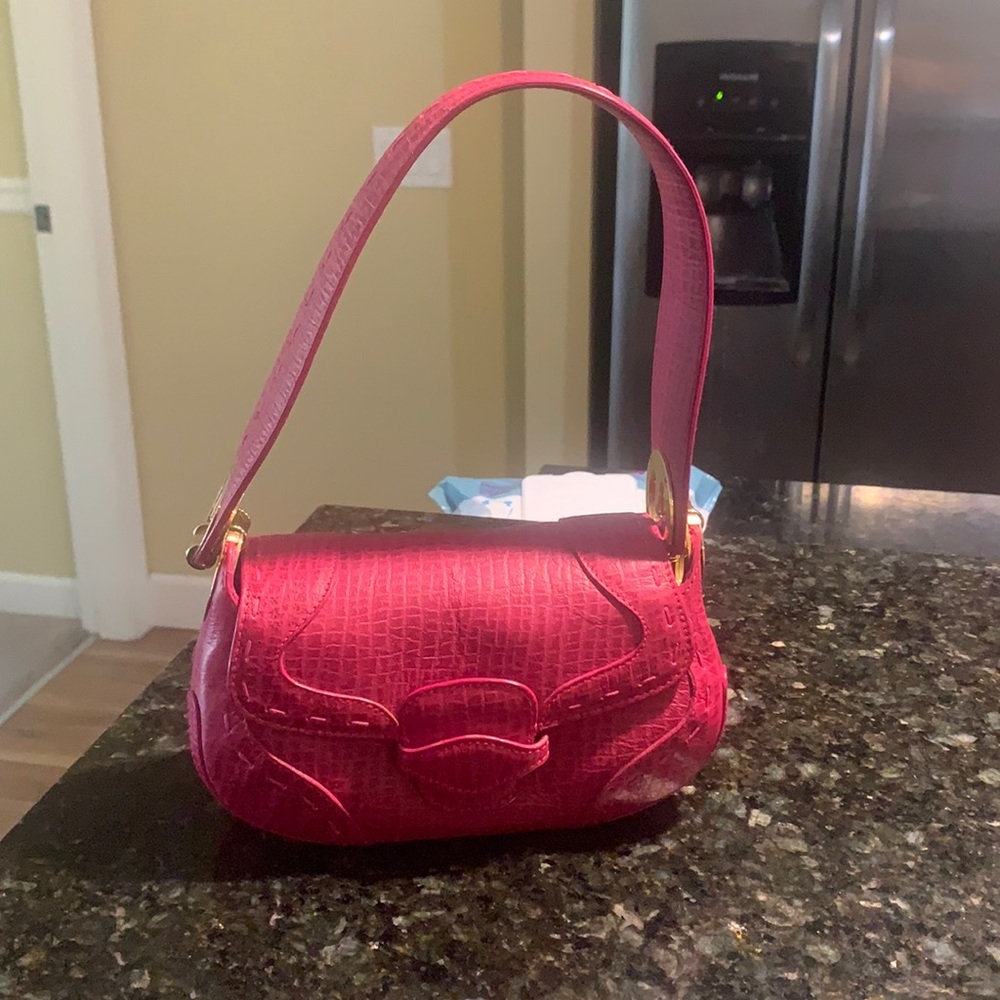 Escada Pink Mini Bag with Glossy Finish and Curved Handle